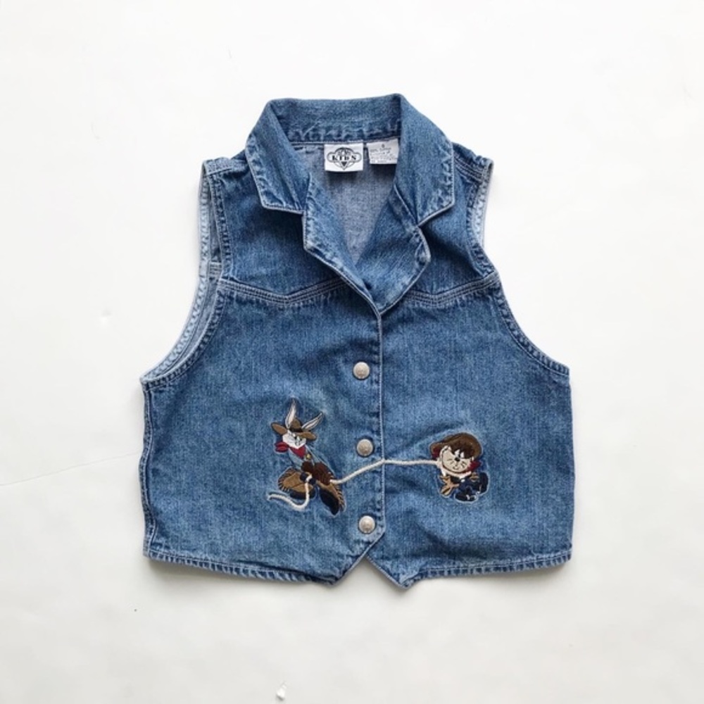 Vintage Acme kids bugs bunny denim vest EUC S(7-8Y)